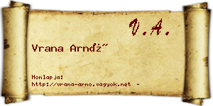 Vrana Arnó névjegykártya